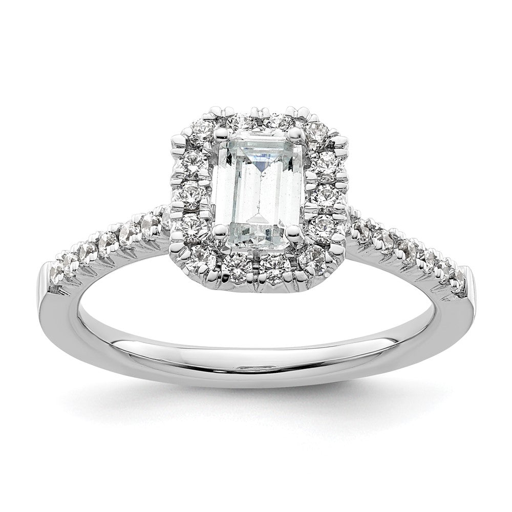 Emerald-Cut Halo Diamond Semi-mount Engagement Rings