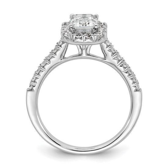 Emerald-Cut Halo Diamond Semi-mount Engagement Rings