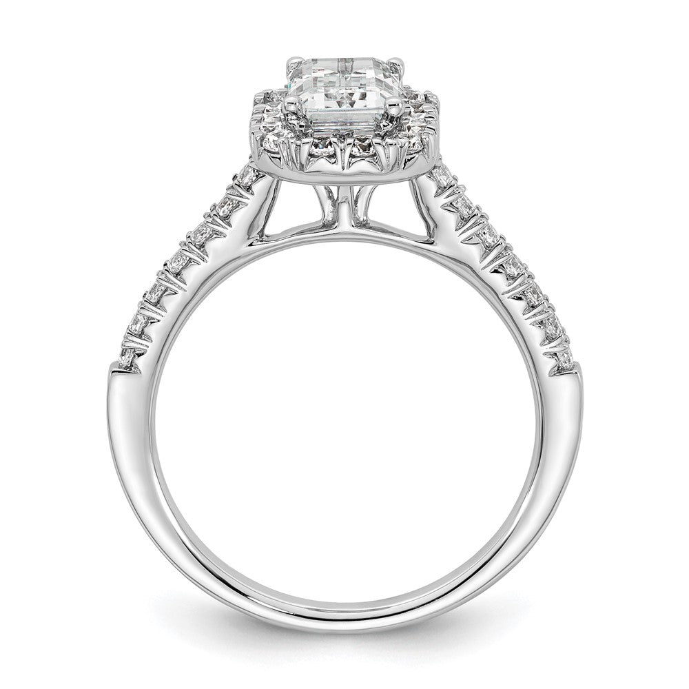 Emerald-Cut Halo Diamond Semi-mount Engagement Rings