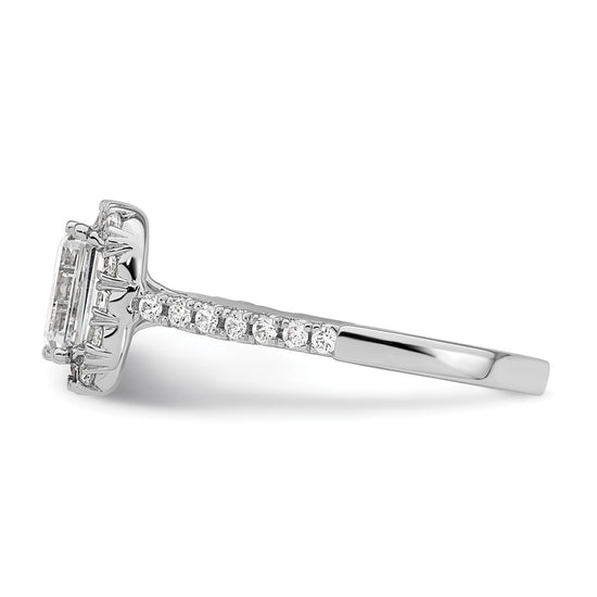 Emerald-Cut Halo Diamond Semi-mount Engagement Rings