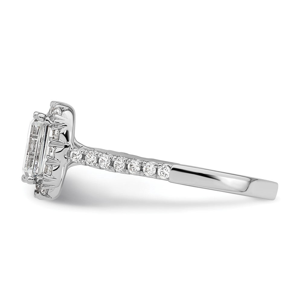 Emerald-Cut Halo Diamond Semi-mount Engagement Rings