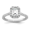 Emerald-Cut Halo Diamond Semi-mount Engagement Rings