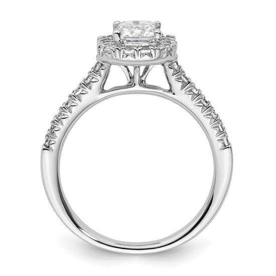 Emerald-Cut Halo Diamond Semi-mount Engagement Rings