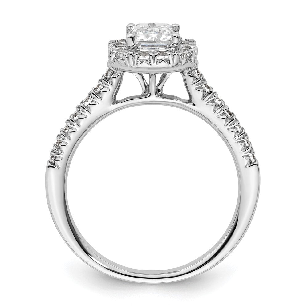 Emerald-Cut Halo Diamond Semi-mount Engagement Rings