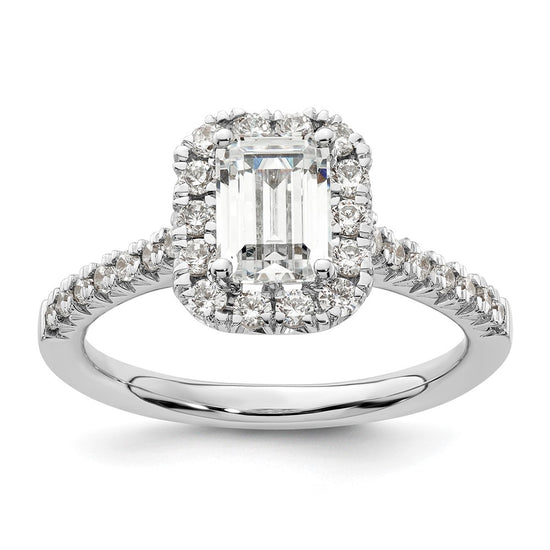 Emerald-Cut Halo Diamond Semi-mount Engagement Rings