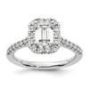 Emerald-Cut Halo Diamond Semi-mount Engagement Rings