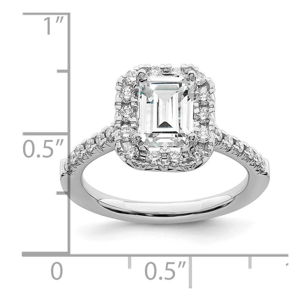 Emerald-Cut Halo Diamond Semi-mount Engagement Rings