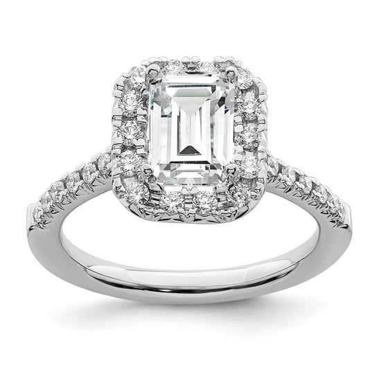 Emerald-Cut Halo Diamond Semi-mount Engagement Rings
