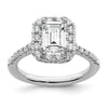 Emerald-Cut Halo Diamond Semi-mount Engagement Rings