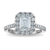 14kw Certified 2.13ct Emerald Lab Grown VS/SI FGH Dia Halo Complete Engagem