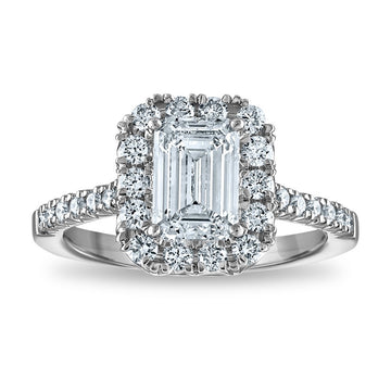 14kw Certified 2.13ct Emerald Lab Grown VS/SI FGH Dia Halo Complete Engagem
