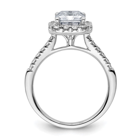 Emerald-Cut Halo Diamond Semi-mount Engagement Rings