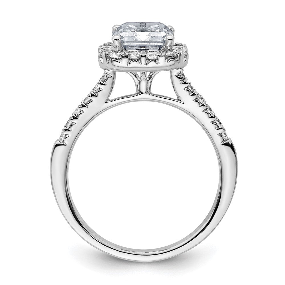 Emerald-Cut Halo Diamond Semi-mount Engagement Rings
