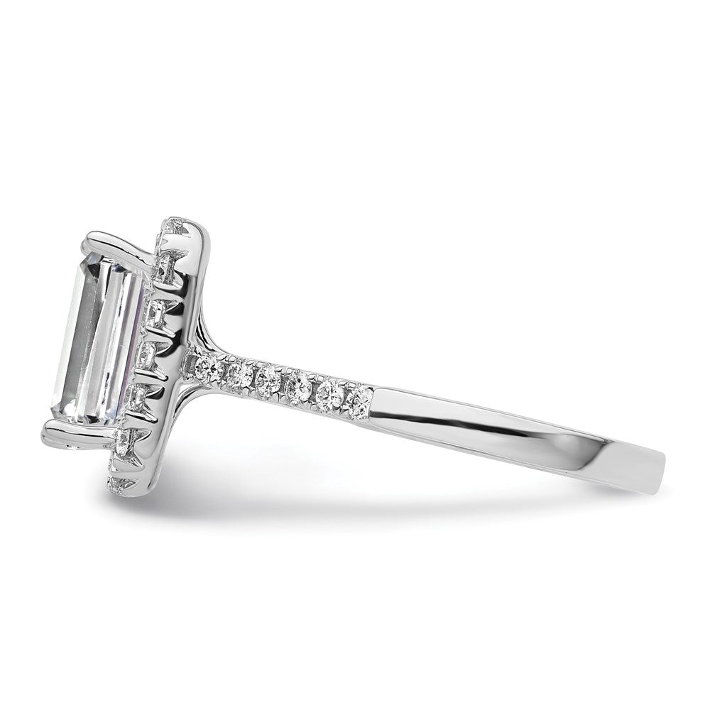 Emerald-Cut Halo Diamond Semi-mount Engagement Rings