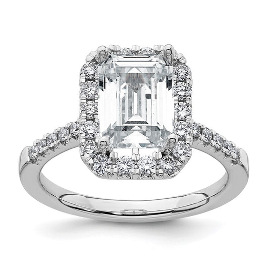 Emerald-Cut Halo Diamond Semi-mount Engagement Rings
