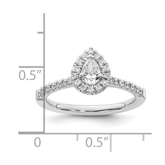 Pear Halo Diamond Semi-mount Engagement Rings