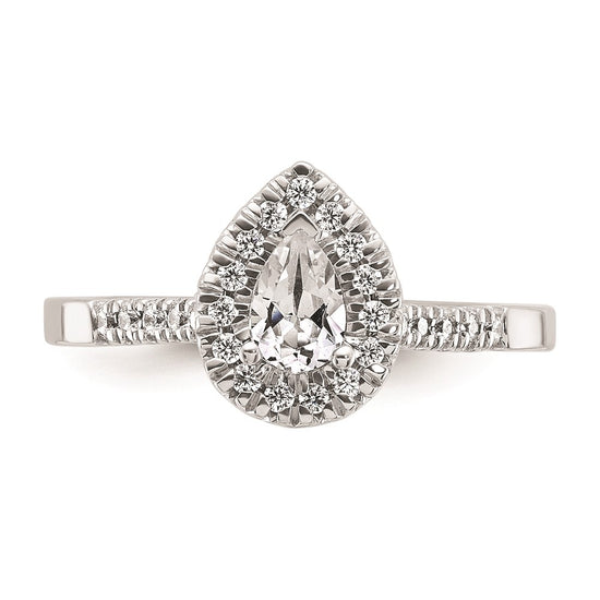 Pear Halo Diamond Semi-mount Engagement Rings