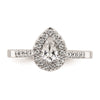 Pear Halo Diamond Semi-mount Engagement Rings