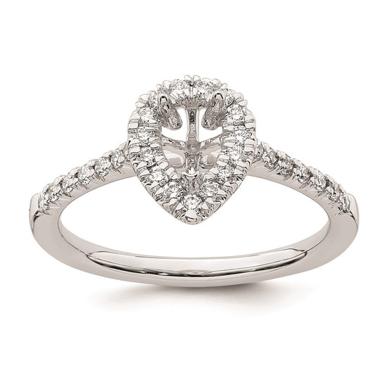 Pear Halo Diamond Semi-mount Engagement Rings