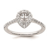 Pear Halo Diamond Semi-mount Engagement Rings
