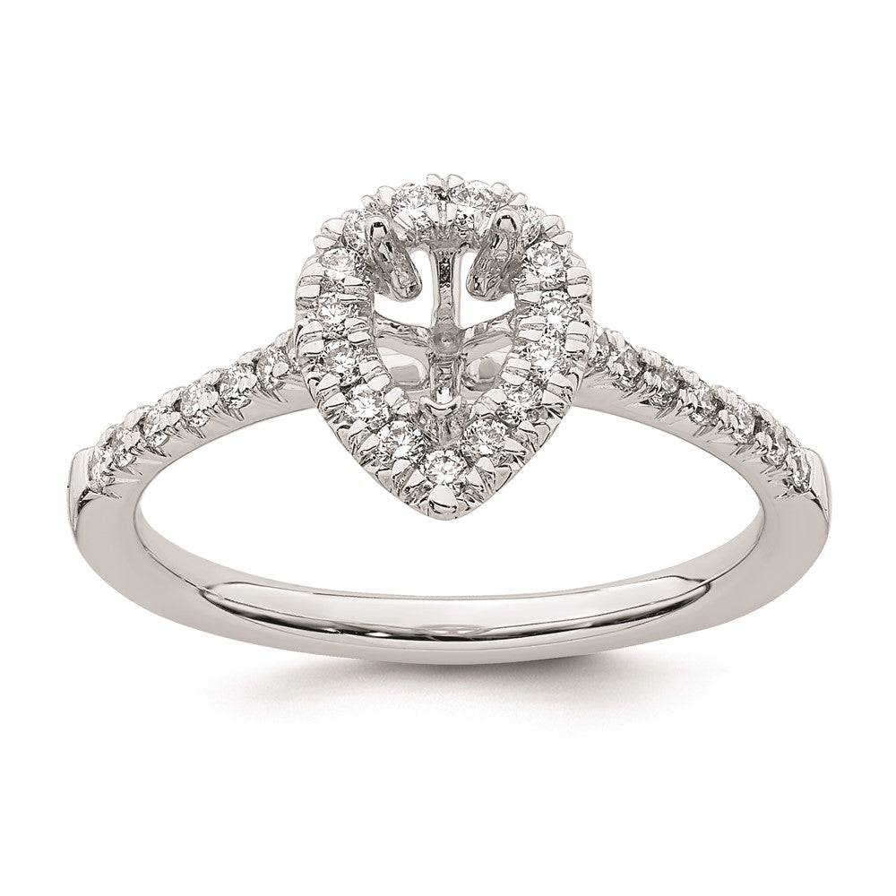 Pear Halo Diamond Semi-mount Engagement Rings