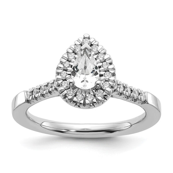 Pear Halo Diamond Semi-mount Engagement Rings