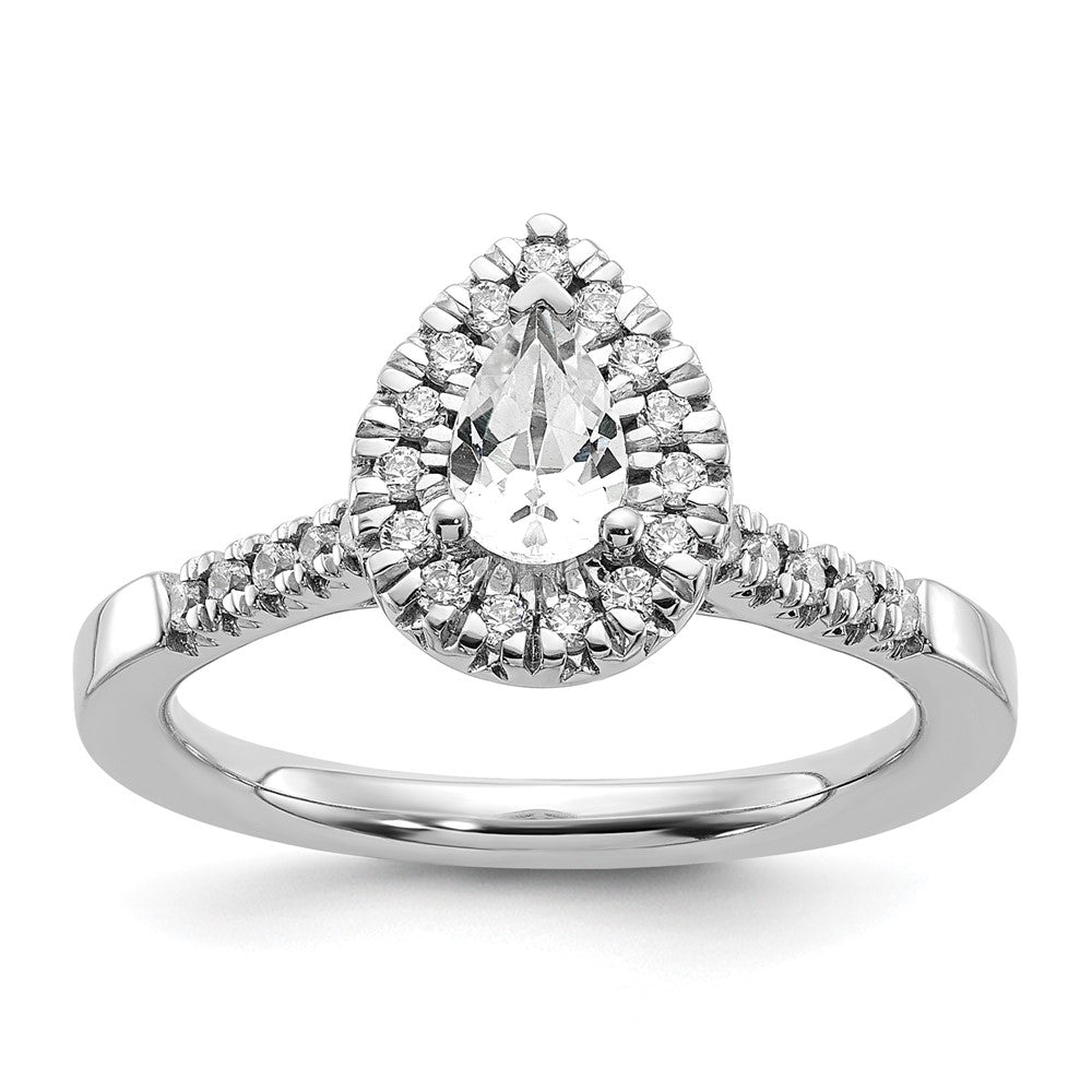 Pear Halo Diamond Semi-mount Engagement Rings
