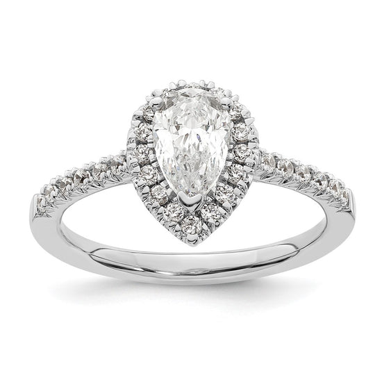 Pear Halo Diamond Semi-mount Engagement Rings
