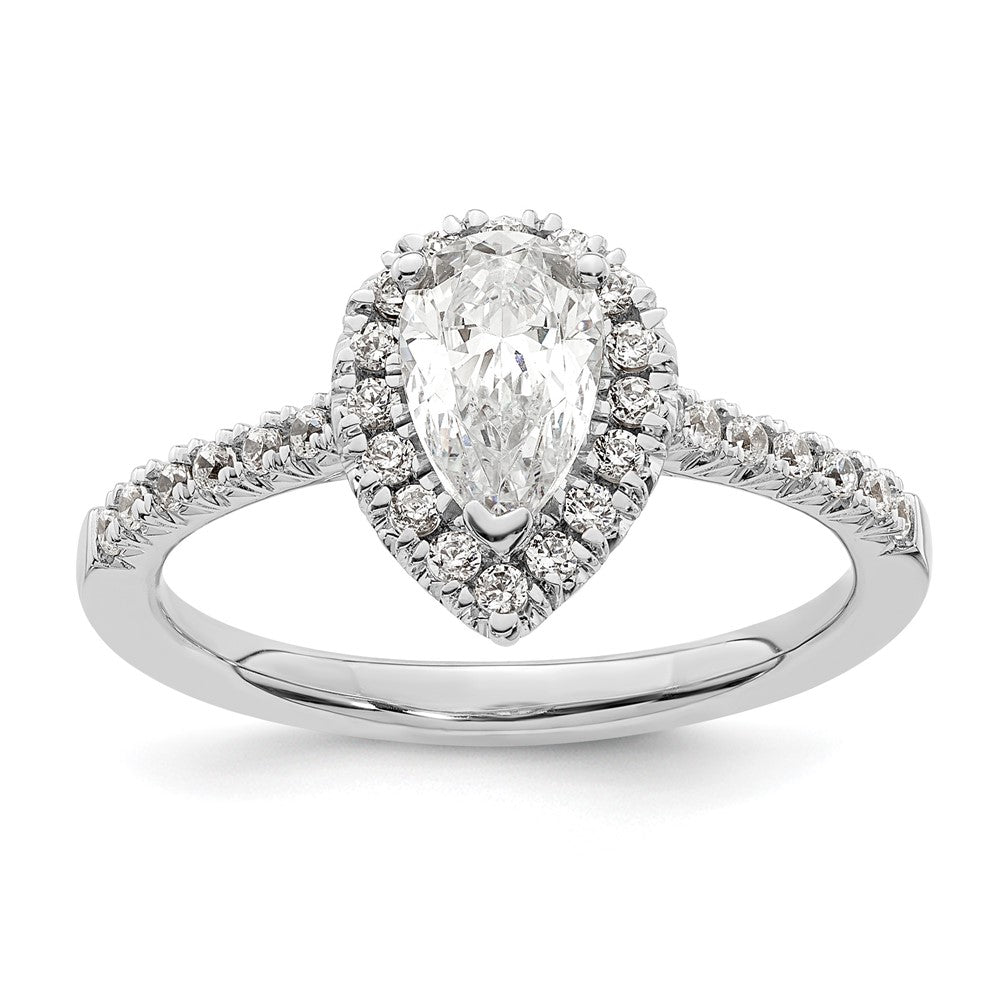 Pear Halo Diamond Semi-mount Engagement Rings