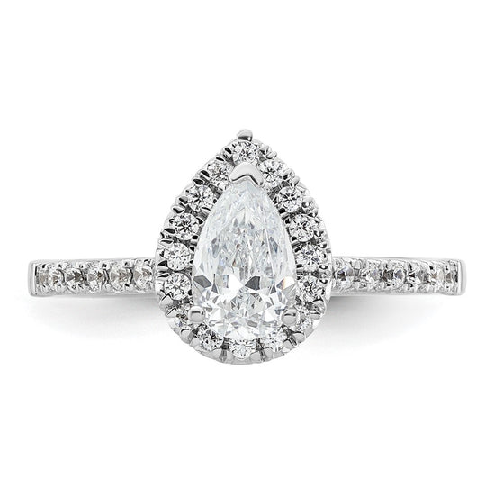 Pear Halo Diamond Semi-mount Engagement Rings