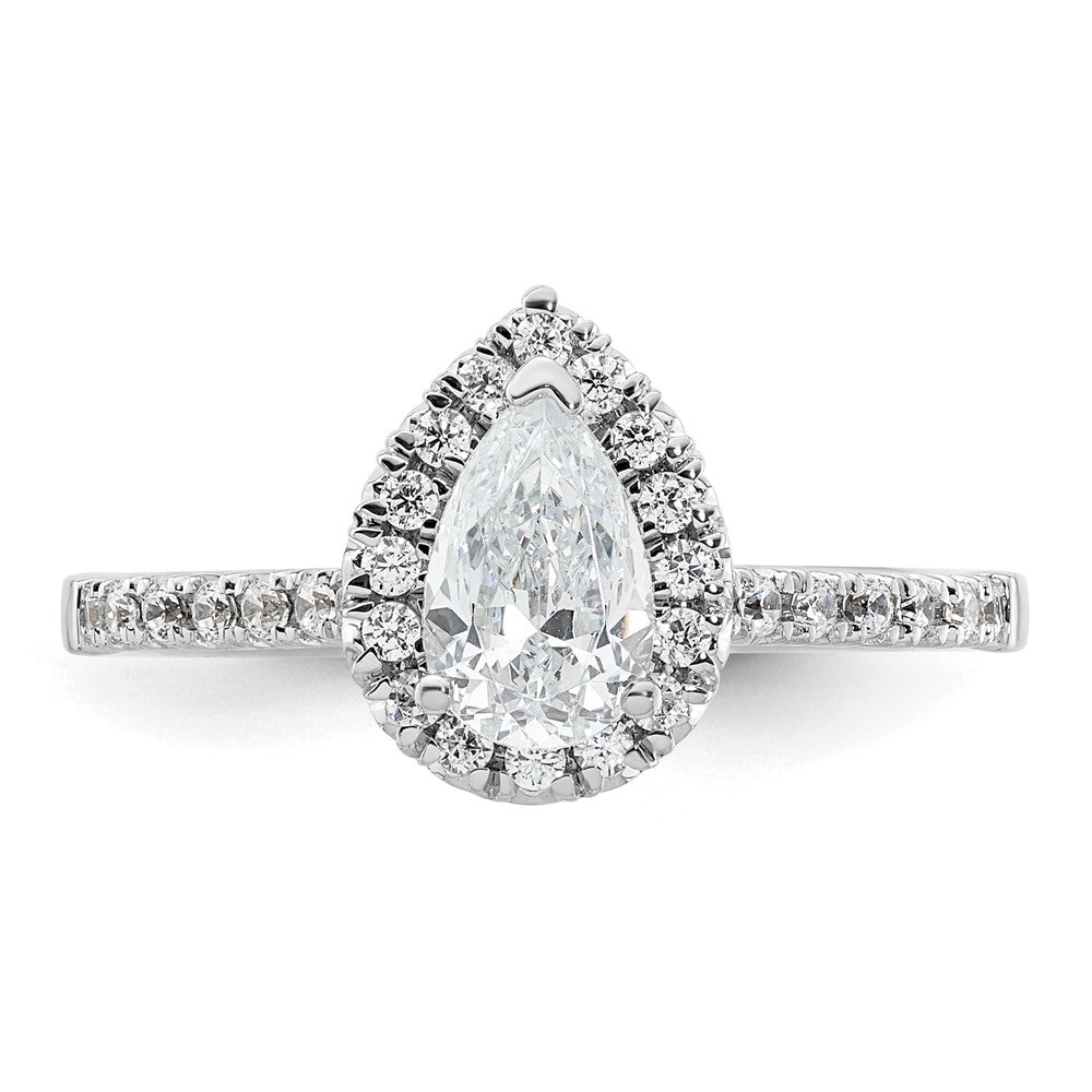 Pear Halo Diamond Semi-mount Engagement Rings