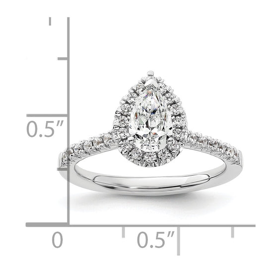 Pear Halo Diamond Semi-mount Engagement Rings