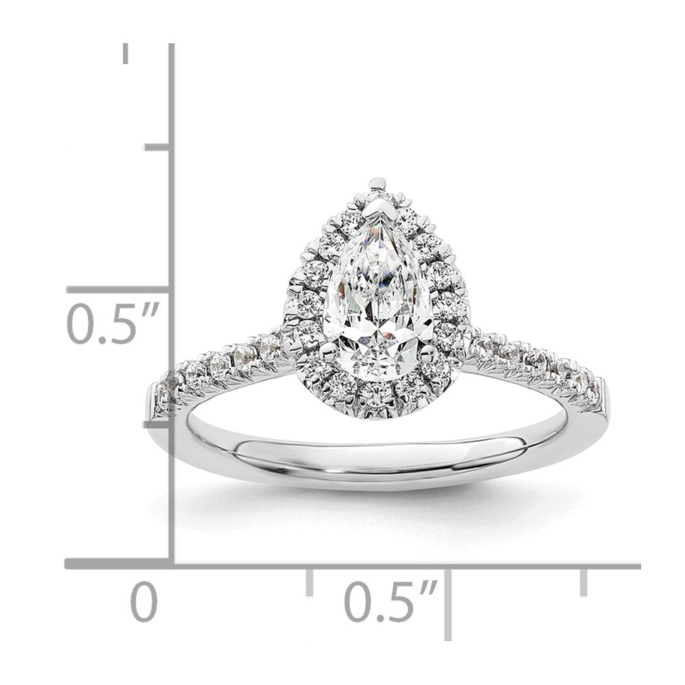 Pear Halo Diamond Semi-mount Engagement Rings