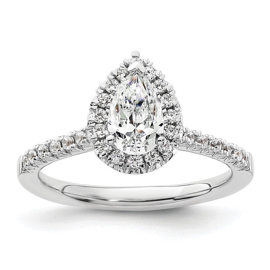 Pear Halo Diamond Semi-mount Engagement Rings