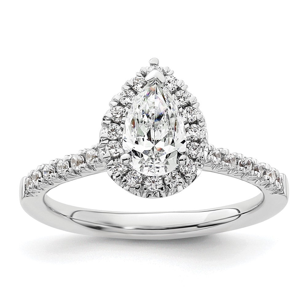 Pear Halo Diamond Semi-mount Engagement Rings