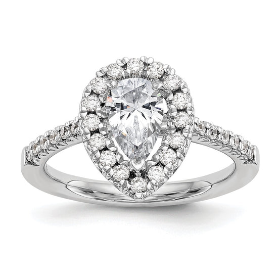 Pear Halo Diamond Semi-mount Engagement Rings