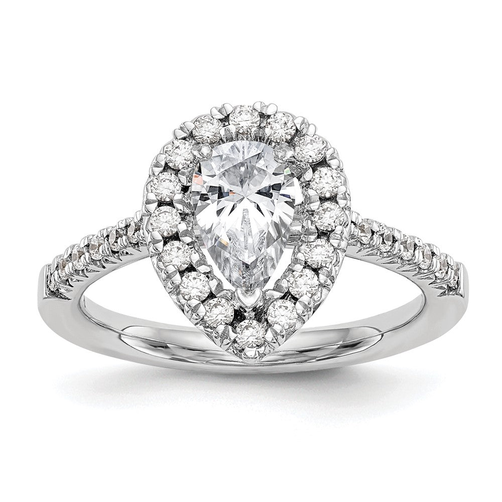 Pear Halo Diamond Semi-mount Engagement Rings