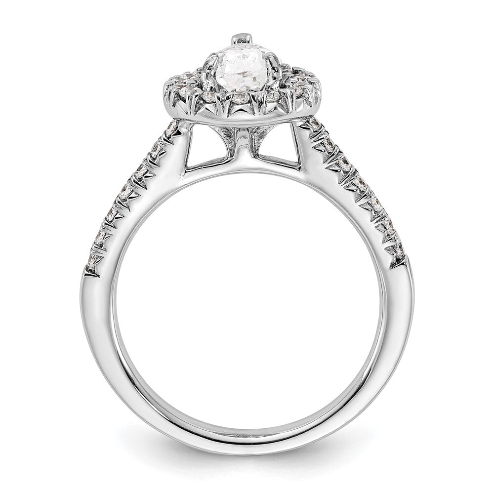 Pear Halo Diamond Semi-mount Engagement Rings