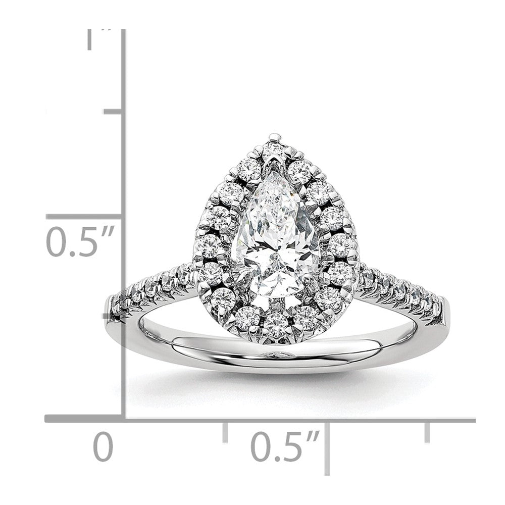 Pear Halo Diamond Semi-mount Engagement Rings