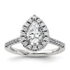 Pear Halo Diamond Semi-mount Engagement Rings