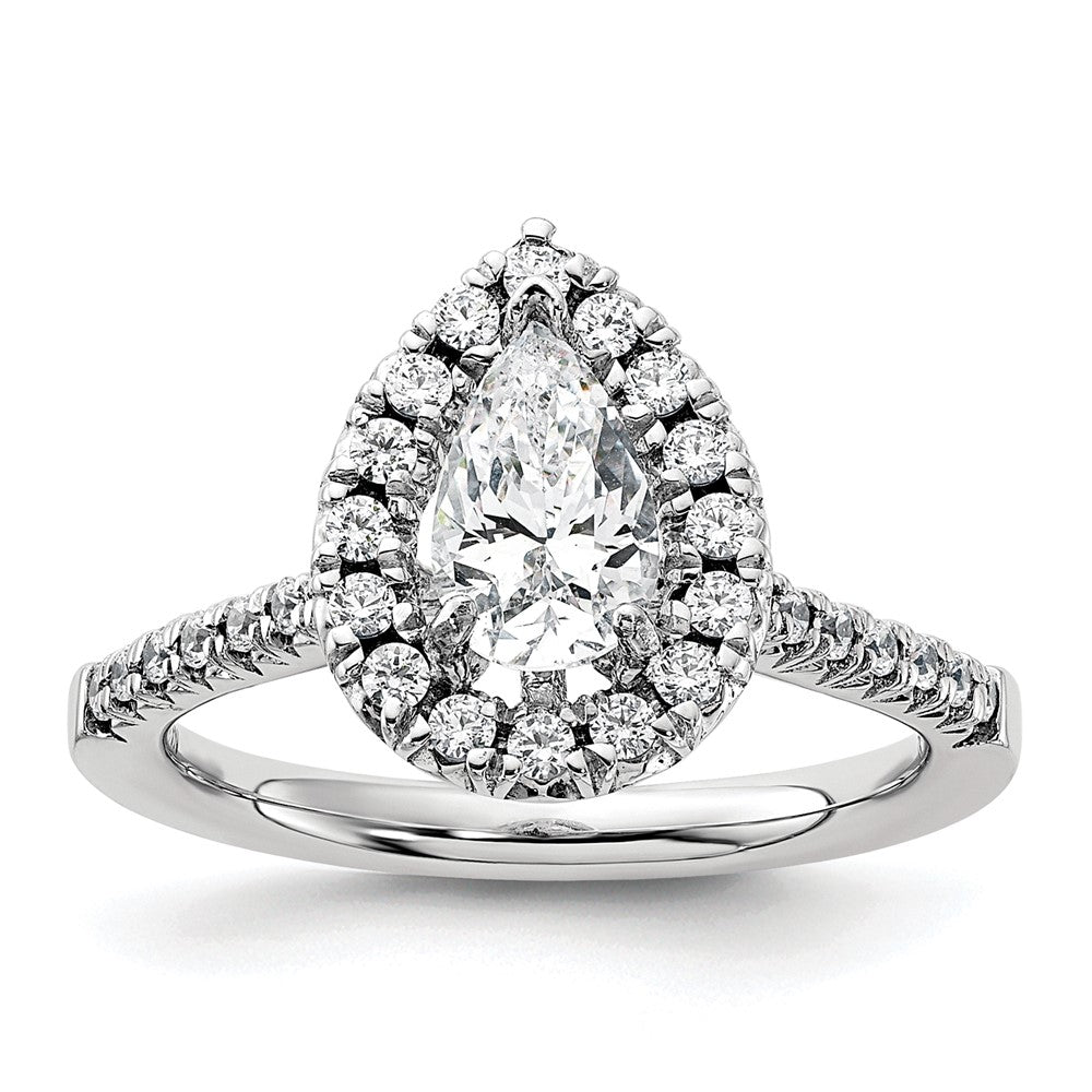 Pear Halo Diamond Semi-mount Engagement Rings