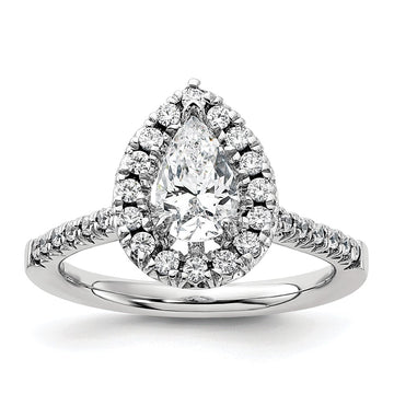 Pear Halo Diamond Semi-mount Engagement Rings