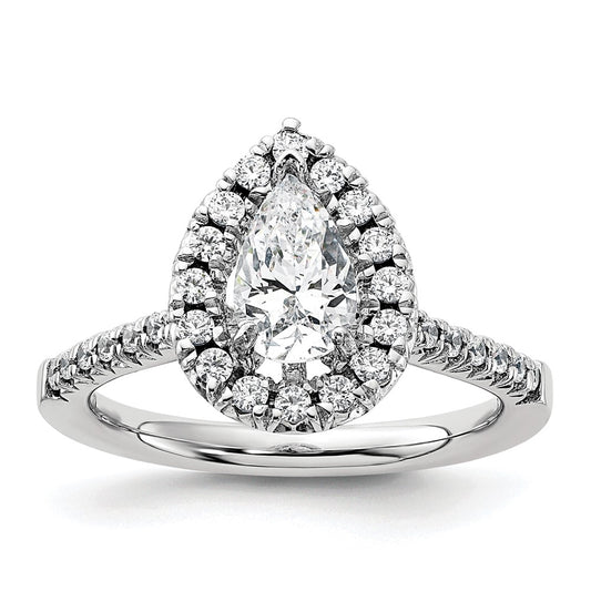 Pear Halo Diamond Semi-mount Engagement Rings