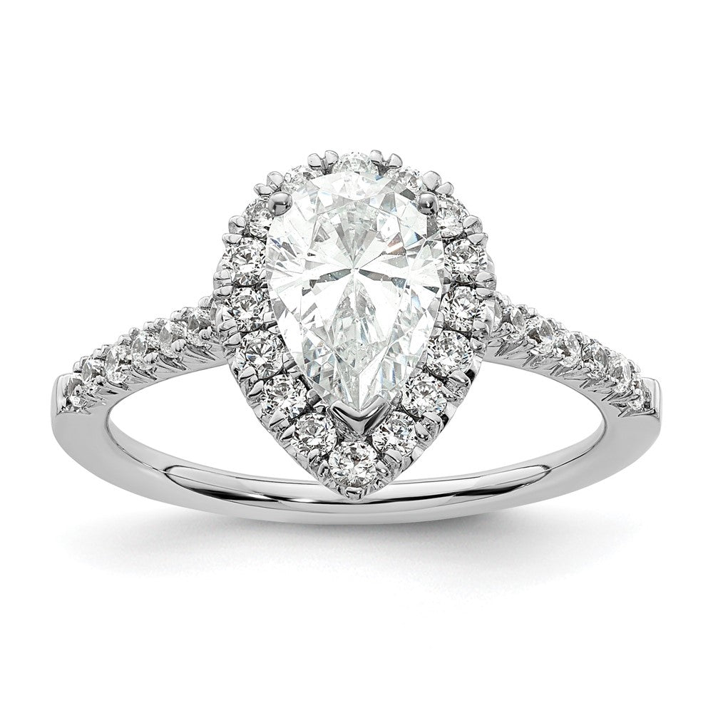 Pear Halo Diamond Semi-mount Engagement Rings
