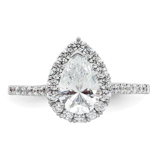 Pear Halo Diamond Semi-mount Engagement Rings