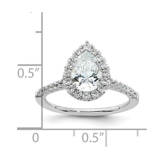 Pear Halo Diamond Semi-mount Engagement Rings