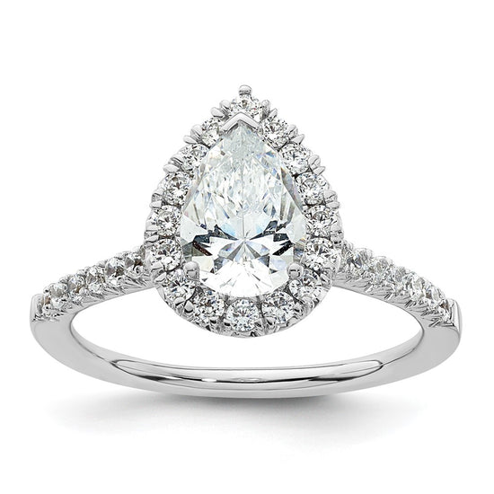 Pear Halo Diamond Semi-mount Engagement Rings
