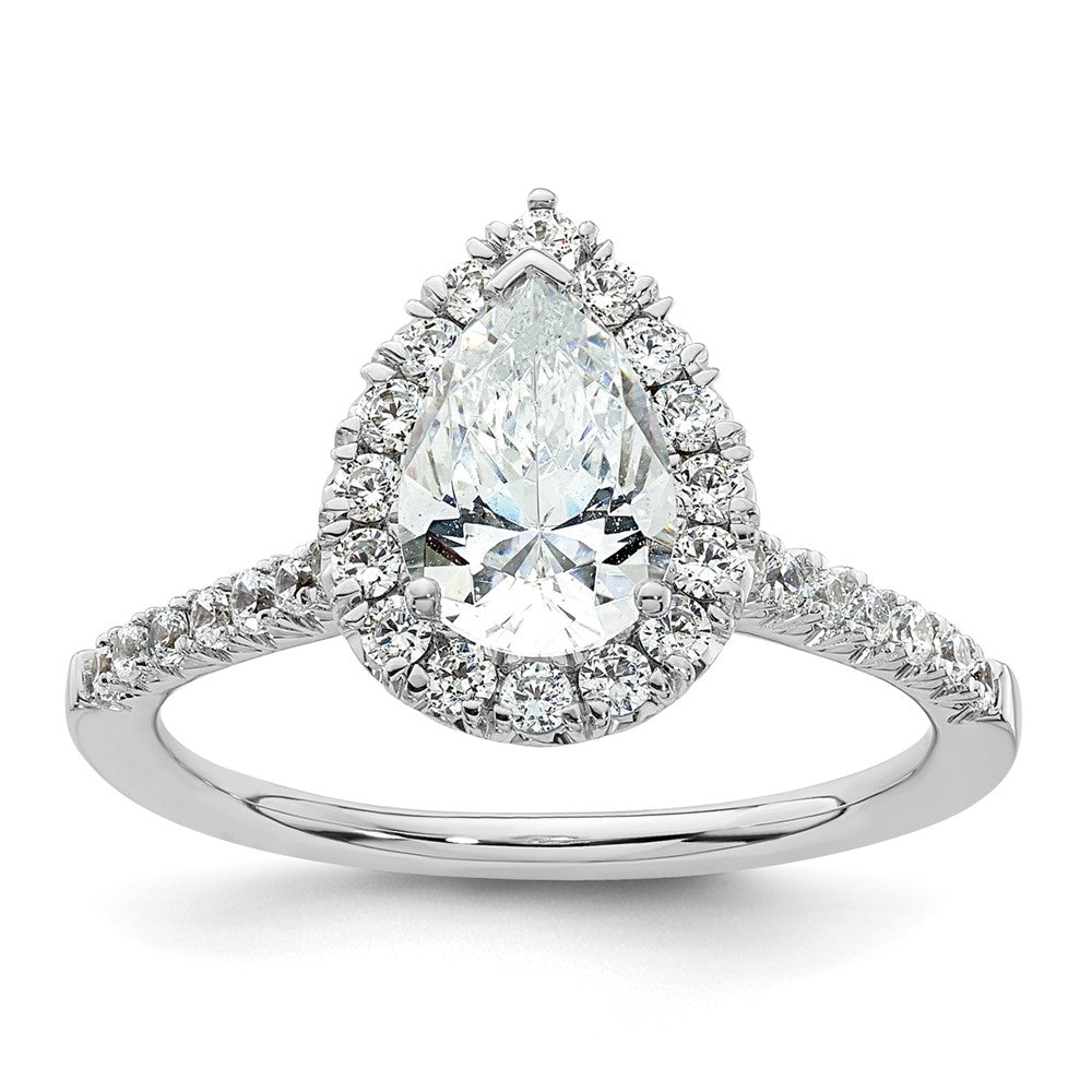 Pear Halo Diamond Semi-mount Engagement Rings