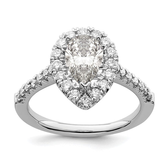 Pear Halo Diamond Semi-mount Engagement Rings