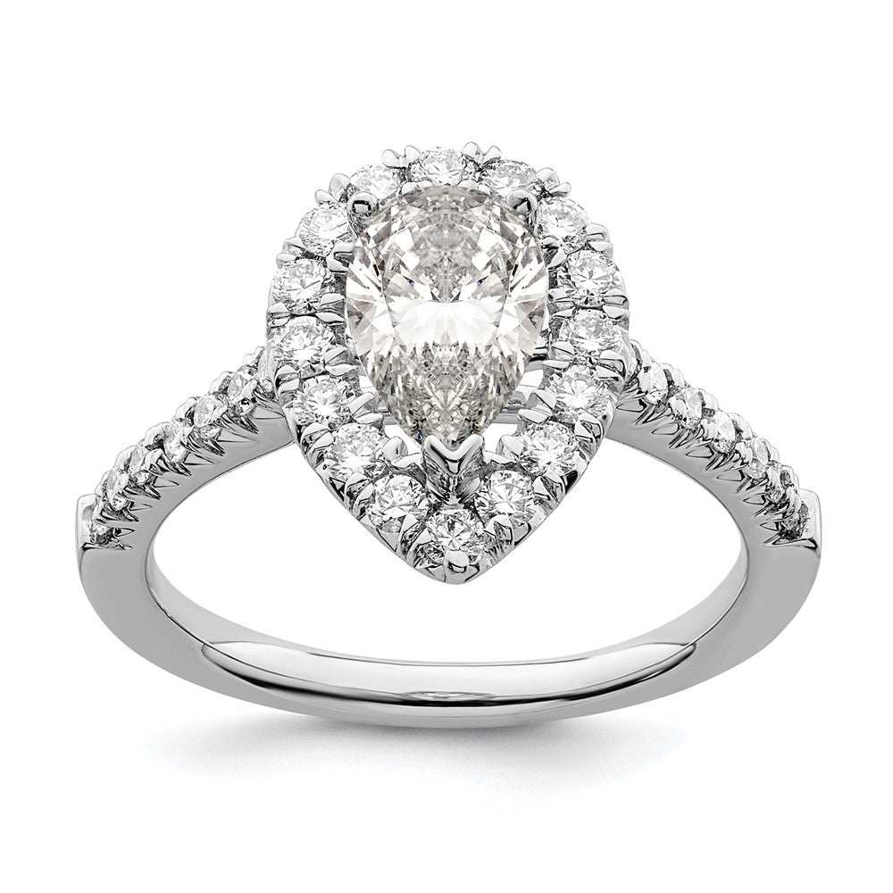 Pear Halo Diamond Semi-mount Engagement Rings